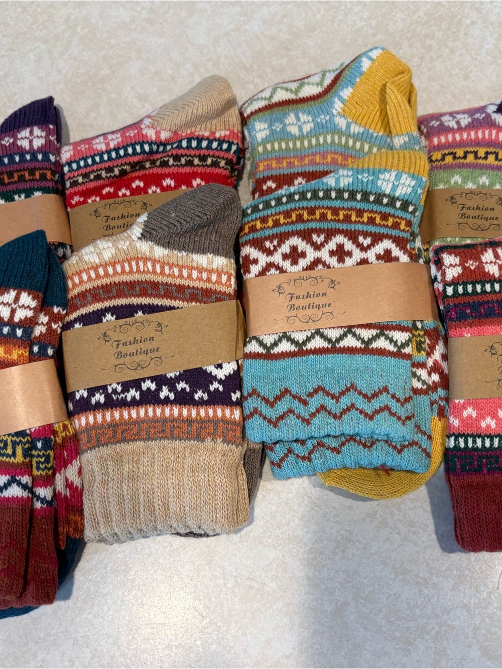 Patterned Crew Socks - set of 8!!